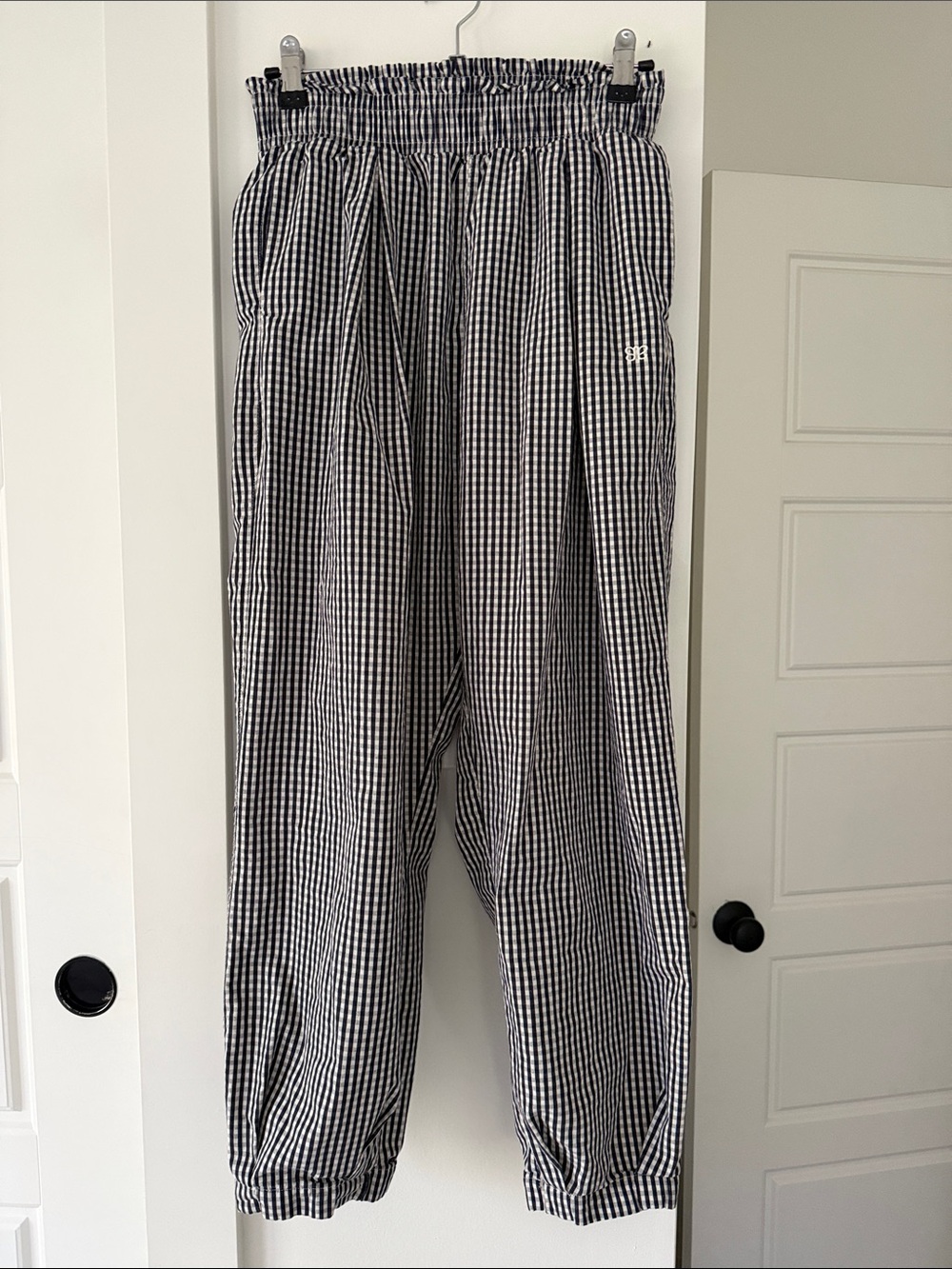 Albion Fit Balloon Pants in Navy Gingham